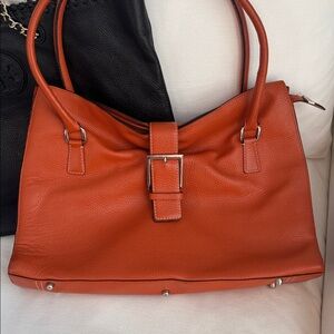 BCBG Paris Orange Shoulder Bag!! Leather ,like knew , smell like new
